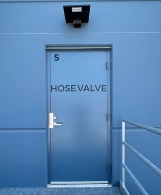 Construction decal on door